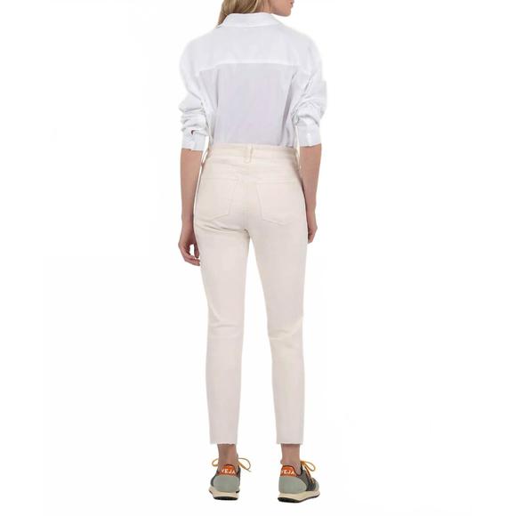 NEW KUT FROM THE KLOTH reese high rise fab ab ankle straight raw hem in ecru - Picture 4 of 4